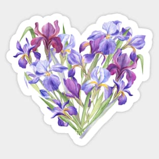 Iris Flowers Heart Sticker